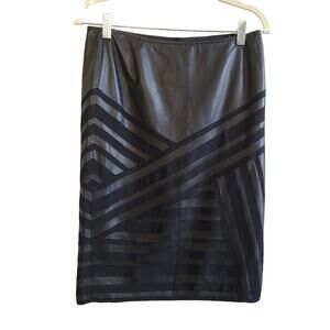 Lafayette 148 New York Black Leather Pencil Skirt NWT SZ 4